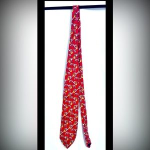 Vtg Silk Tie Red Necktie Hallmark Mens Holiday Traditions MMG Santa W/Toy Sack